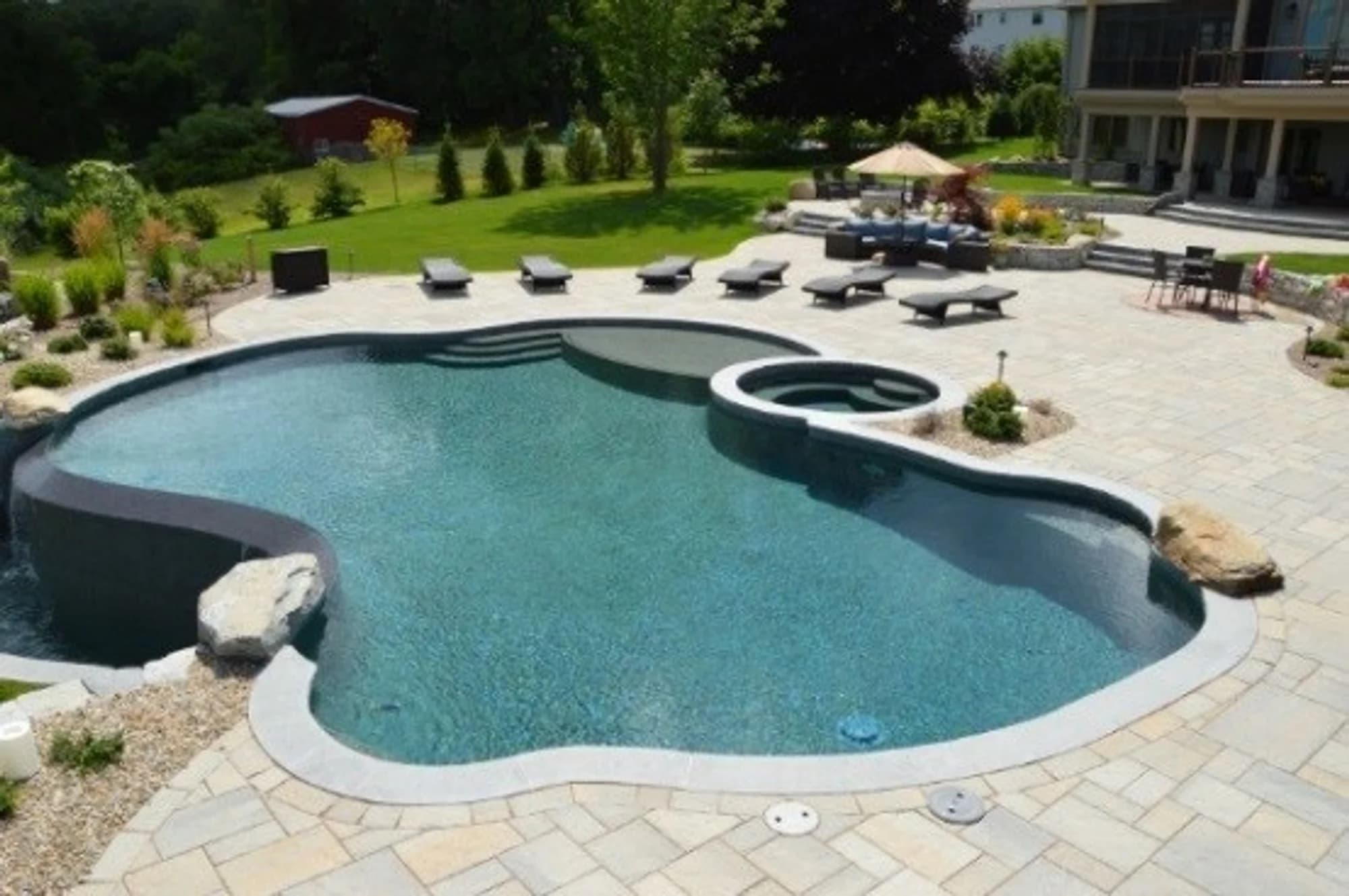 Inground pool with feature lighting