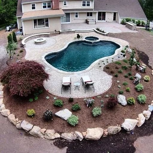 Residential inground pool with pool-edge lighting